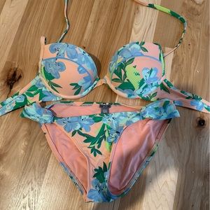 Aerie underwire bikini top/bottom floral